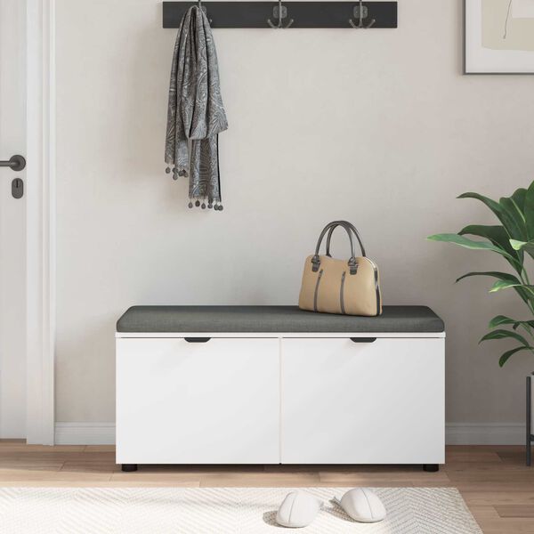vidaXL Hall Bench with Cushion with Storage White 100 x 38 x 46 cm