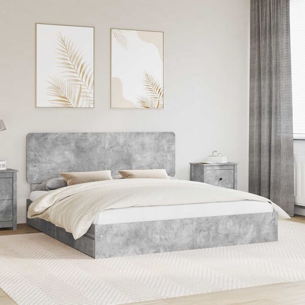 vidaXL Storage Bed Concrete Grey 200 x 200 cm Engineered Wood