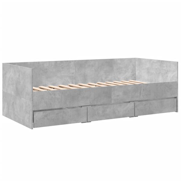 vidaXL Daybed with Drawers without Mattress Concrete Grey 90x190 cm Single