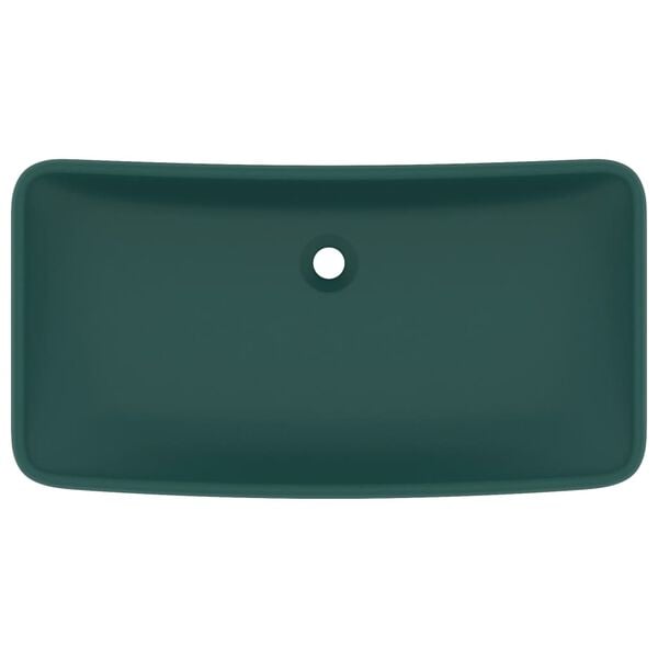 vidaXL Luxury Basin Rectangular Matt Dark Green 71x38 cm Ceramic