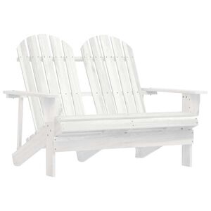 vidaXL Garden Chair | White | Solid Fir Wood | 2-Seater | Durable