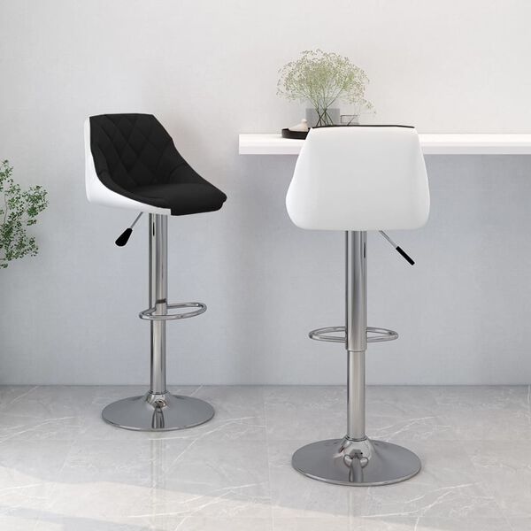 vidaXL Bar Stools 2 pcs Black and White Faux Leather