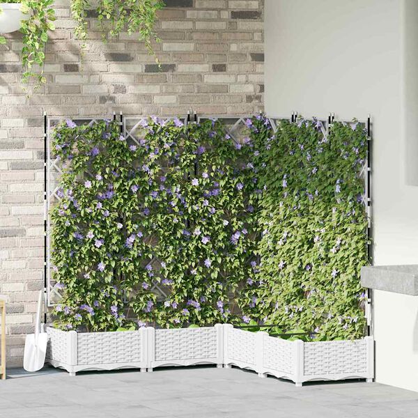 vidaXL Garden Planter 5 pcs White 120 x 120 x 125.5 cm Steel