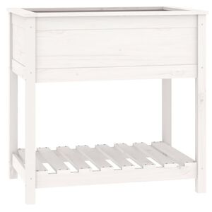 vidaXL Planter with Shelf White 82.5x54x81 cm Solid Wood Pine