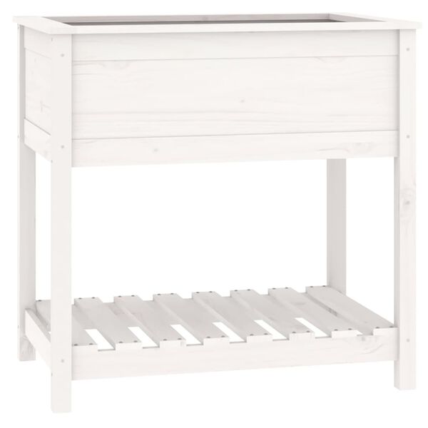vidaXL Planter with Shelf White 82.5x54x81 cm Solid Wood Pine