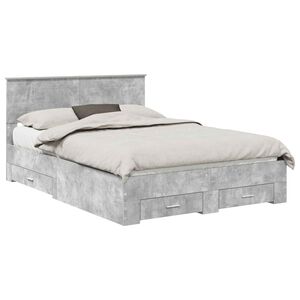 vidaXL Bed Frame Concrete Grey 140 x 200 cm Engineered Wood