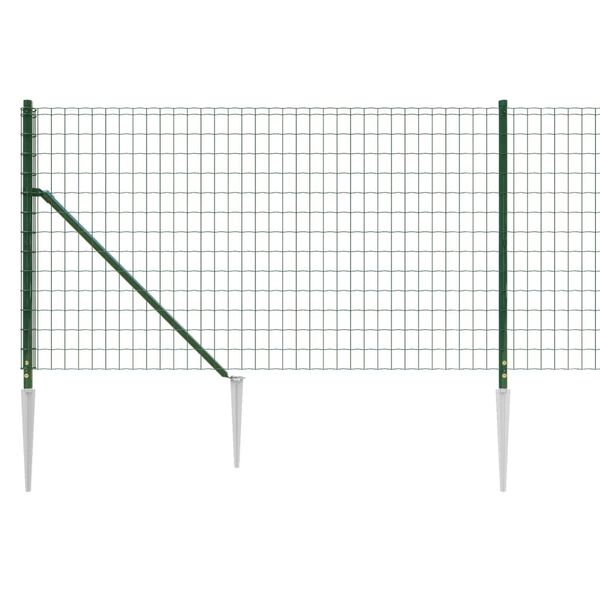 vidaXL Wire Mesh Fence with Spike Anchors Green 1x25 m