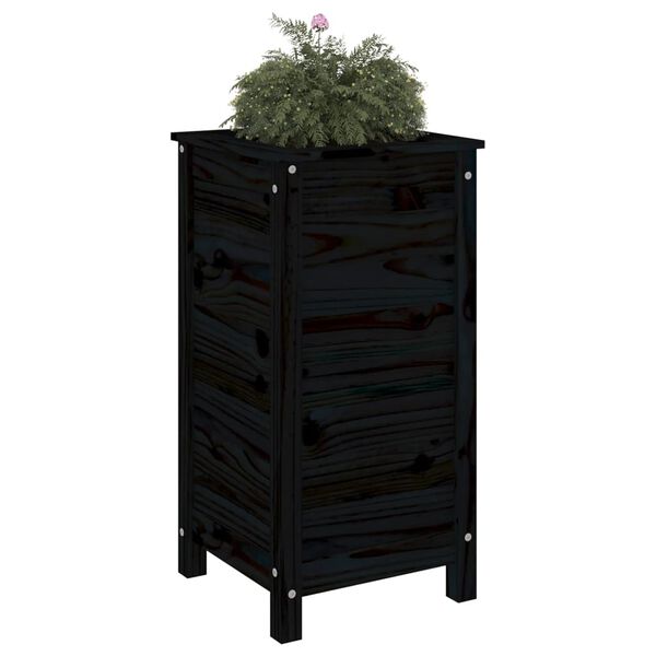 vidaXL Garden Planter Black 40x40x78 cm Solid Wood Pine