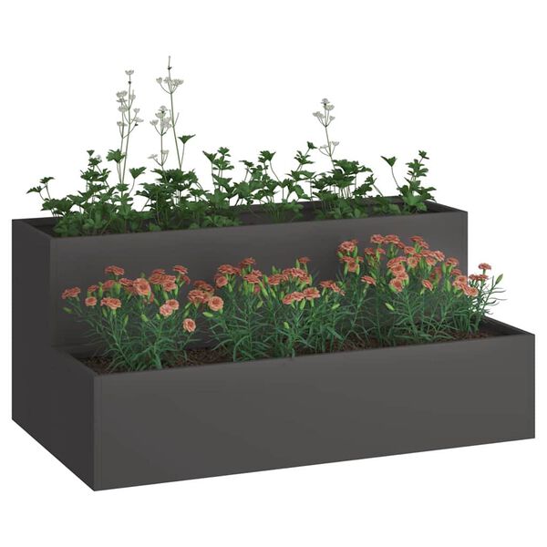 vidaXL Garden Planter Black 100 x 60 x 45 cm Cold-rolled Steel
