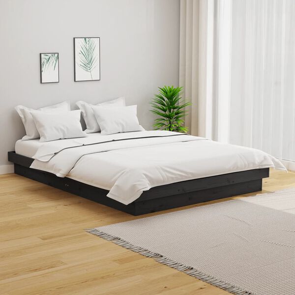 vidaXL Bed Frame without Mattress Grey Solid Wood 140x190 cm