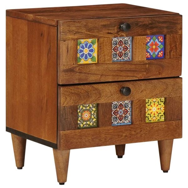 vidaXL Bedside Cabinet Brown 40 x 33 x 46 cm Solid Mango Wood