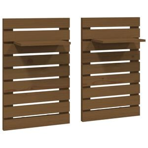 vidaXL Wall-mounted Bedside Shelves 2 pcs Honey Brown Solid Wood Pine