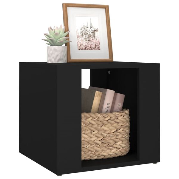 vidaXL Bedside Table Black 41x40x36 cm Engineered Wood