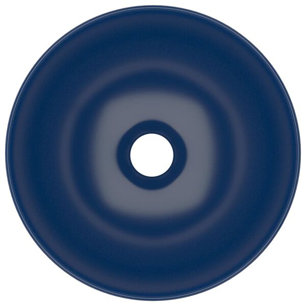 vidaXL Bathroom Sink Ceramic Dark Blue Round