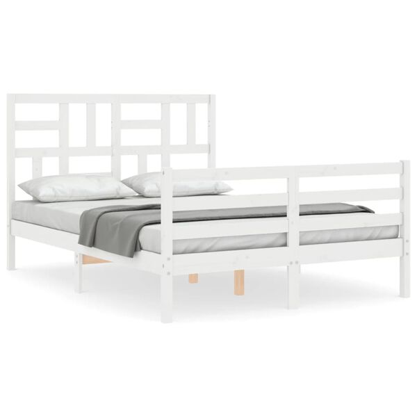 vidaXL Bed Frame without Mattress White 140x200 cm Solid Wood