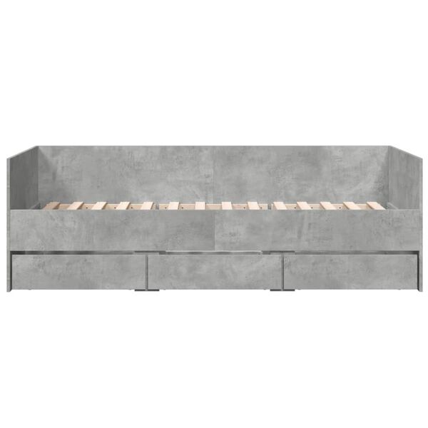 vidaXL Daybed with Drawers without Mattress Concrete Grey 90x200 cm