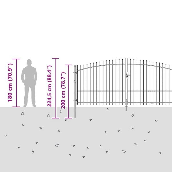 vidaXL Garden Gate with Lock Grey 150 x 400 cm Steel