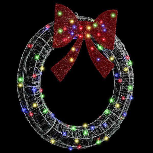 vidaXL Wreath with 80 LEDs Multicolour 92 x 92 x 9.5 cm Acrylic