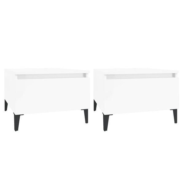 vidaXL Side Tables 2 pcs High Gloss White 50x46x35 cm Engineered Wood