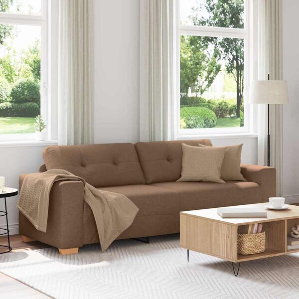 vidaXL Sofa Brown 221 x 78 x 80 cm Fabric