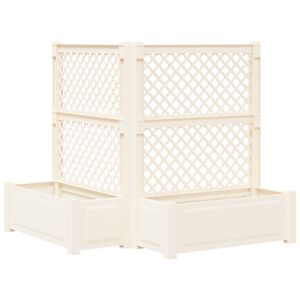 vidaXL Big Planter with Trellis 2 pcs White 143 x 143 x 133.5 cm PP
