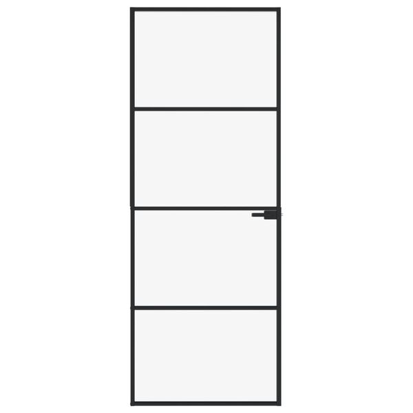 vidaXL Interior Door Black 76x201.5 cm Tempered Glass&Aluminium