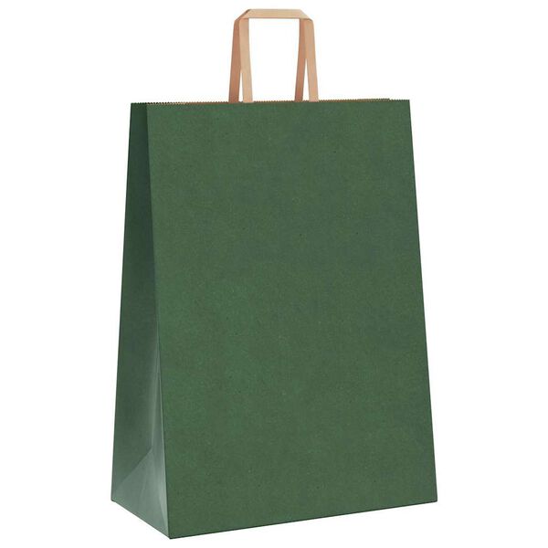 vidaXL Paper Bags 250 pcs with Handles Green 32x17x44 cm