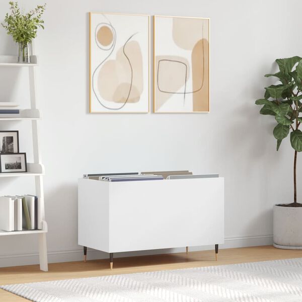 vidaXL Record Cabinet White 74.5x38x48 cm Engineered Wood
