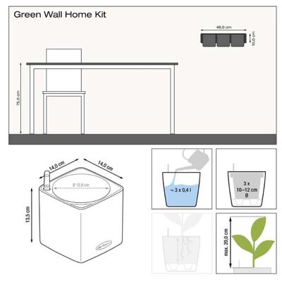 LECHUZA Planters 3 pcs Green Wall Home Kit White
