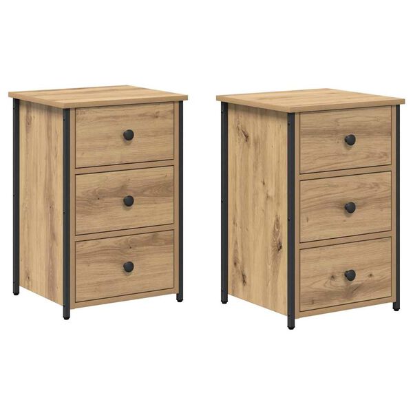 vidaXL Bedside Cabinet 2 pcs Brown 40 x 36 x 60 cm Solid Reclaim Wood