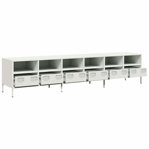 vidaXL TV Cabinet White 202x39x43.5 cm Cold-rolled Steel