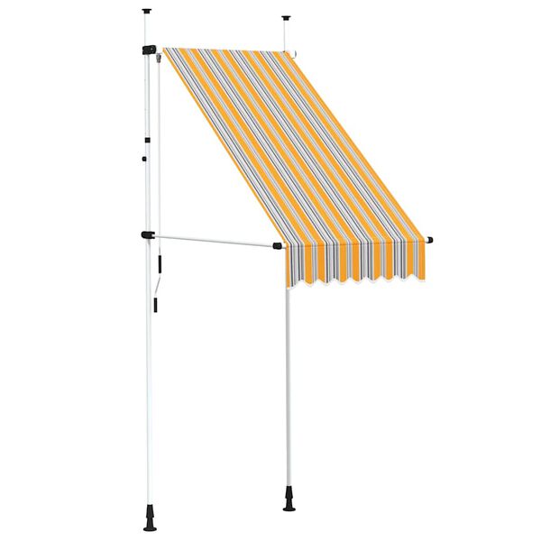 vidaXL Manual Retractable Awning 100 cm Yellow and Blue Stripes