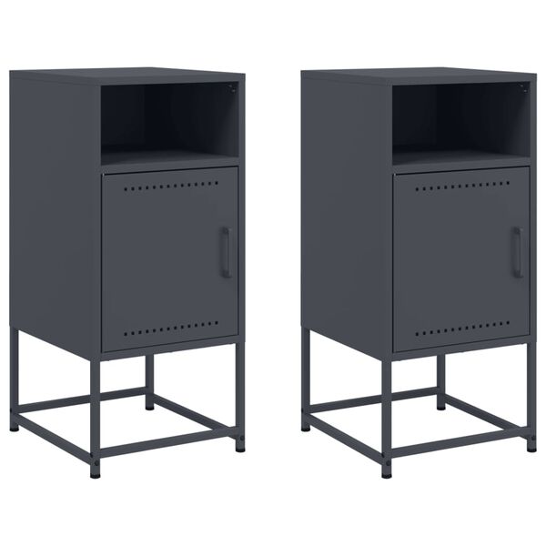 vidaXL Bedside Cabinets 2 pcs Anthracite 36x39x78 cm Steel