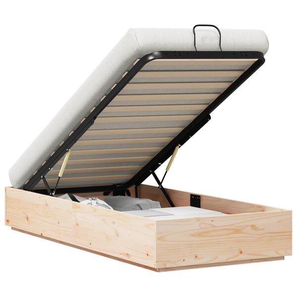 vidaXL Ottoman Bed Frame Natural 80 x 200 cm Solid Pine Wood