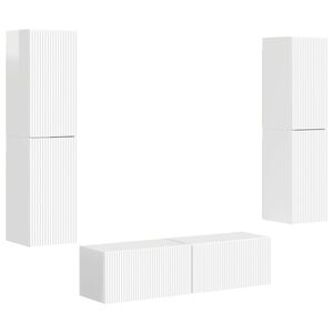 vidaXL TV Cabinet Set 6 pcs High Gloss White Engineered Wood