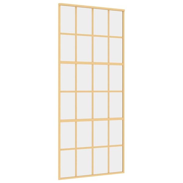 vidaXL Sliding Door Gold 90x205 cm Clear ESG Glass and Aluminium