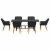 vidaXL Garden Dining Set with Cushion 7 pcs Black Poly Rattan