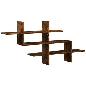 vidaXL Wall Shelf Smoked Oak 124.5x18x60.5 cm Engineered Wood