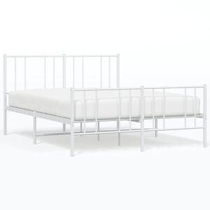 vidaXL Metal Bed Frame without Mattress with Footboard White 160x200cm