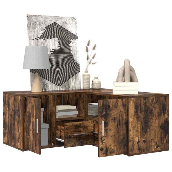 vidaXL Corner Cabinet Smoked Oak 160x40x45 cm Engineered Wood