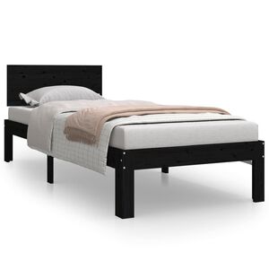 vidaXL Bed Frame without Mattress Black 75x190cm Small Single