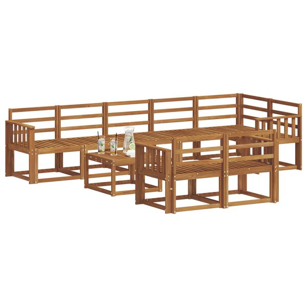 vidaXL Outdoor Sofa Set 9 pcs Natural Solid Acacia Wood