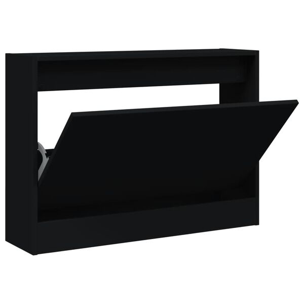 vidaXL Shoe Cabinet Black 80x21x57 cm Engineered Wood