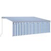 vidaXL Manual Retractable Awning with Blind&LED 4.5x3m Blue&White