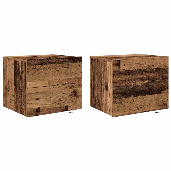 vidaXL Bedside Cabinet 2 pcs Old Wood 50 x 39 x 41 cm Engineered Wood
