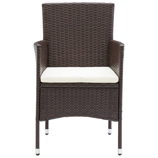 vidaXL Garden Dining Chairs 2 pcs Poly Rattan Brown