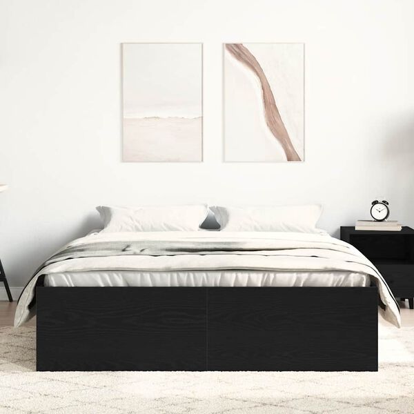 vidaXL Bed Frame without Mattress Black Oak 135x190 cm Engineered Wood
