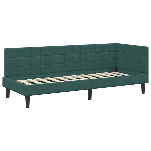 vidaXL Corner Bed Frame with Headboard Dark green 80 x 200 cm Velvet