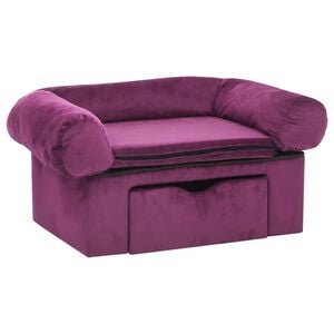 vidaXL Dog Sofa with Drawer Burgundy 75x50x38 cm Plush