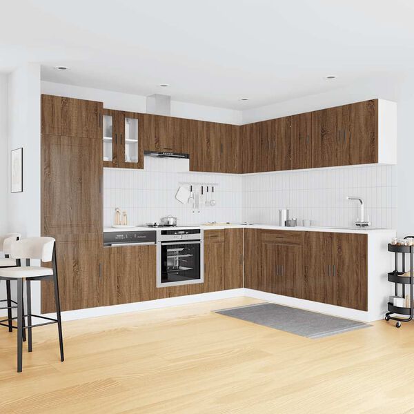 vidaXL 14 Piece Kitchen Cabinet Set Porto Brown Oak Engineered Wood